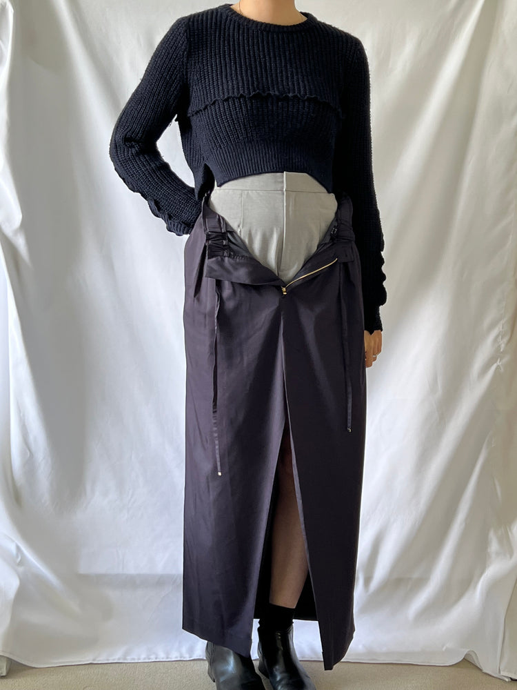 【boundary】navy layered skirt [230817-SK01]
