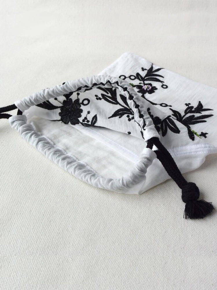 【R.I.P×TIMコラボ商品】Flower embroidery big pouch B