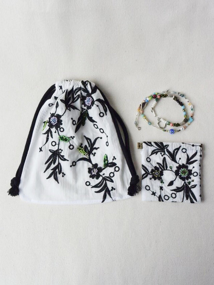 【R.I.P×TIMコラボ商品】Flower embroidery big pouch A