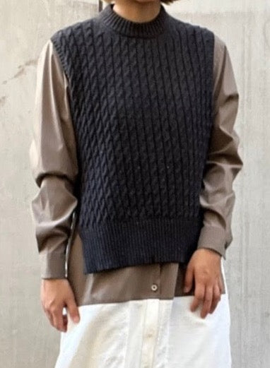 【boundary】Gray Knit vest [221121-VE02]