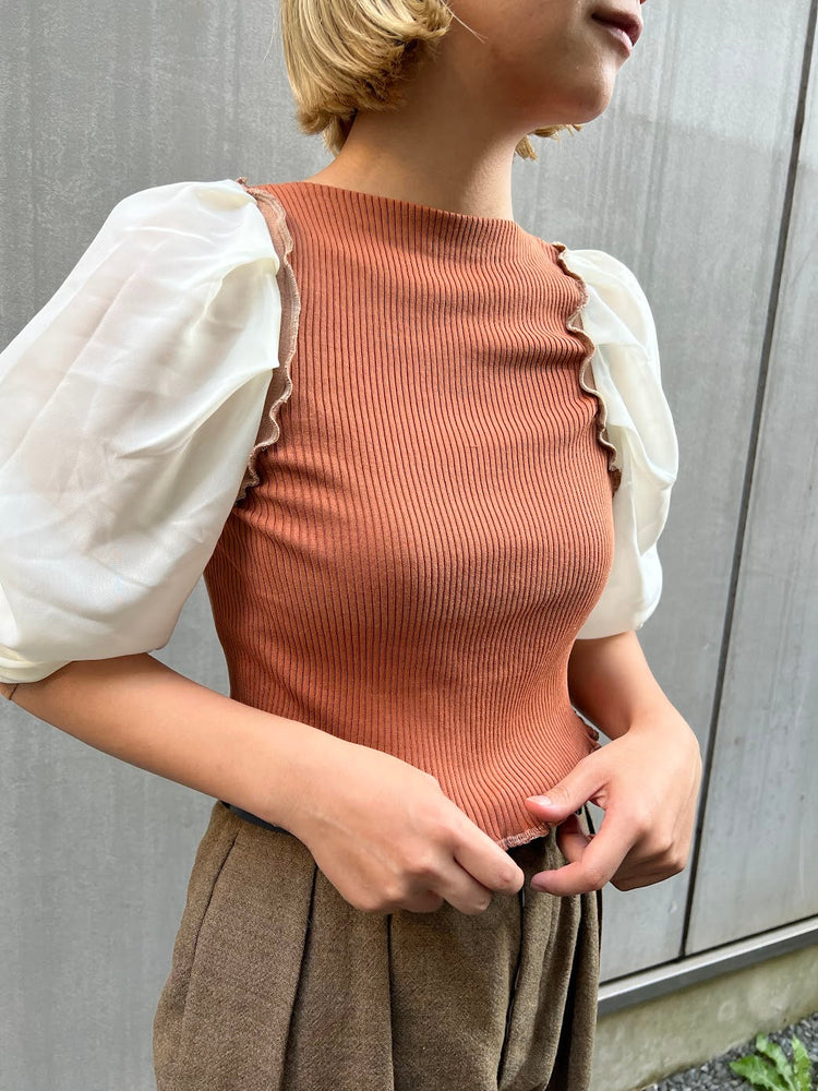 【boundary】puff sleeve mellow tops [221121-ME04]