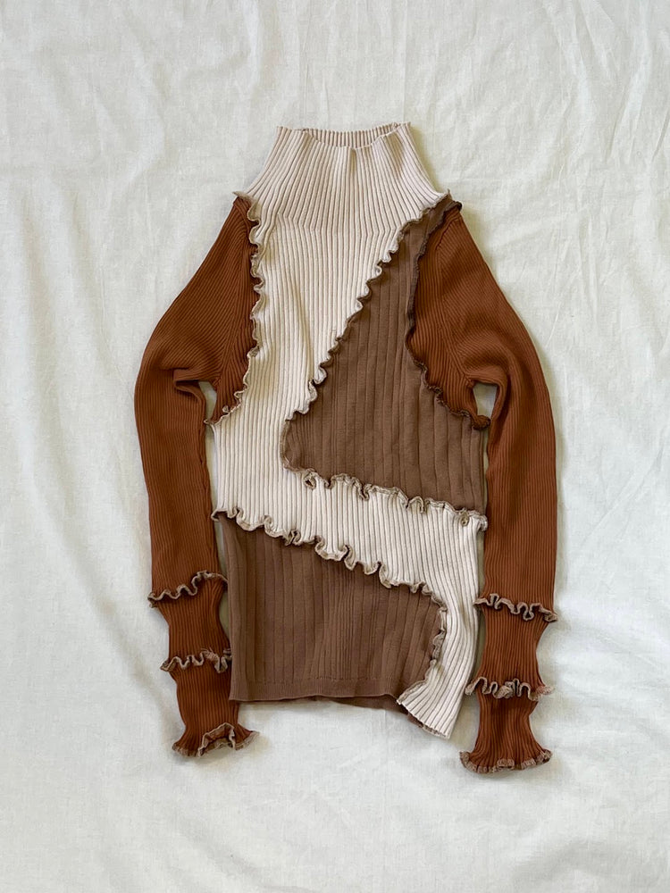 【boundary】brown mellow tops [221121-ME01]
