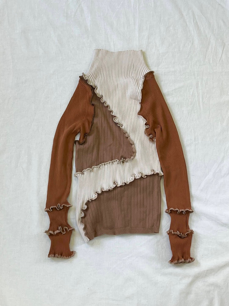 【boundary】brown mellow tops [221121-ME01]