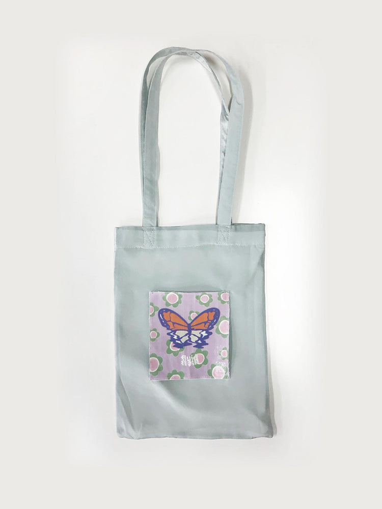 ❁ Girl power -fluid- ❁ small satin green tote bag